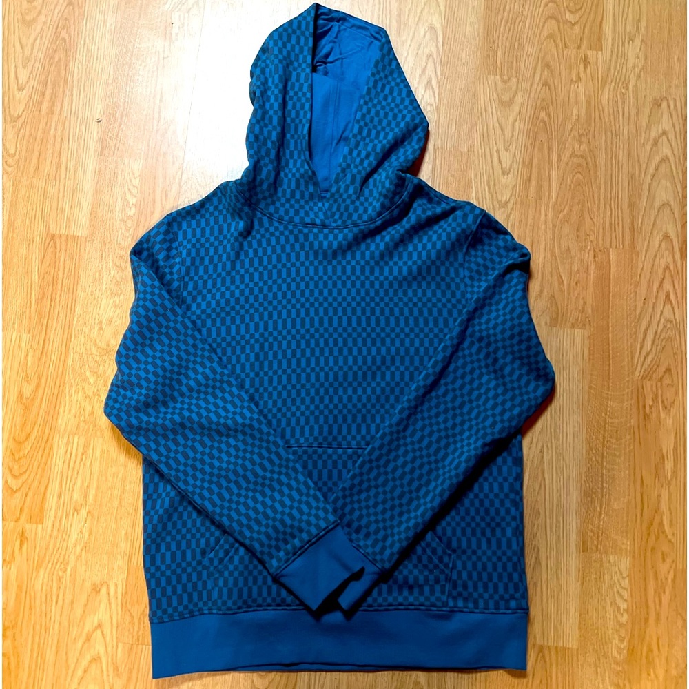 Blue and grey checkered hoodie
